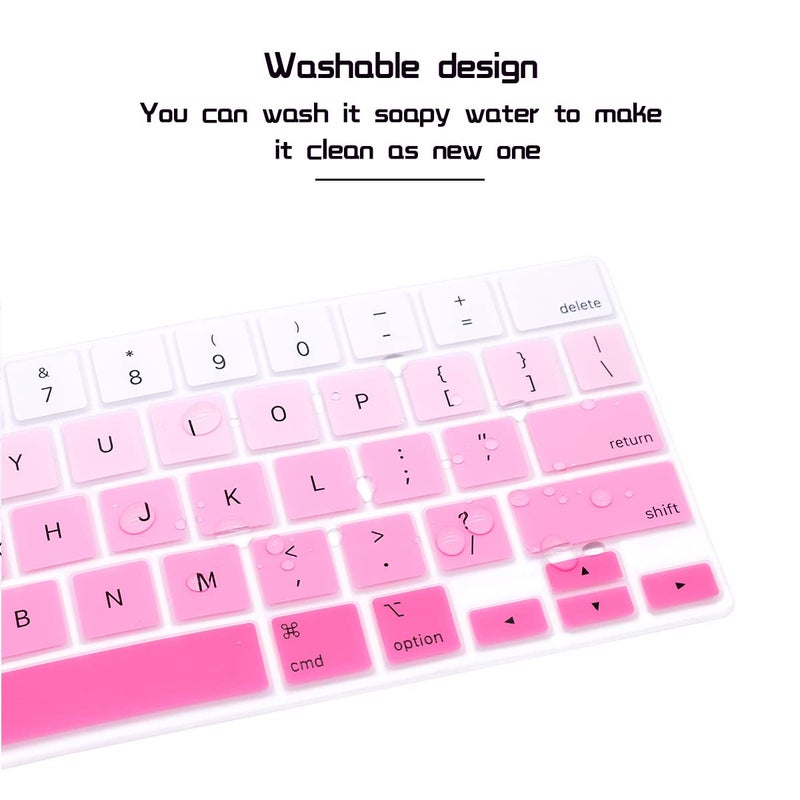 HRH Silicone Magic Keyboard Cover Skin for iPad Pro 12.9 Inch Magic Keyboard(4nd Generation) 2020 Model MXQU2LL/A,for iPad Pro 12.9 Keyboard Protector Accessories-Ombre Pink - Image 5